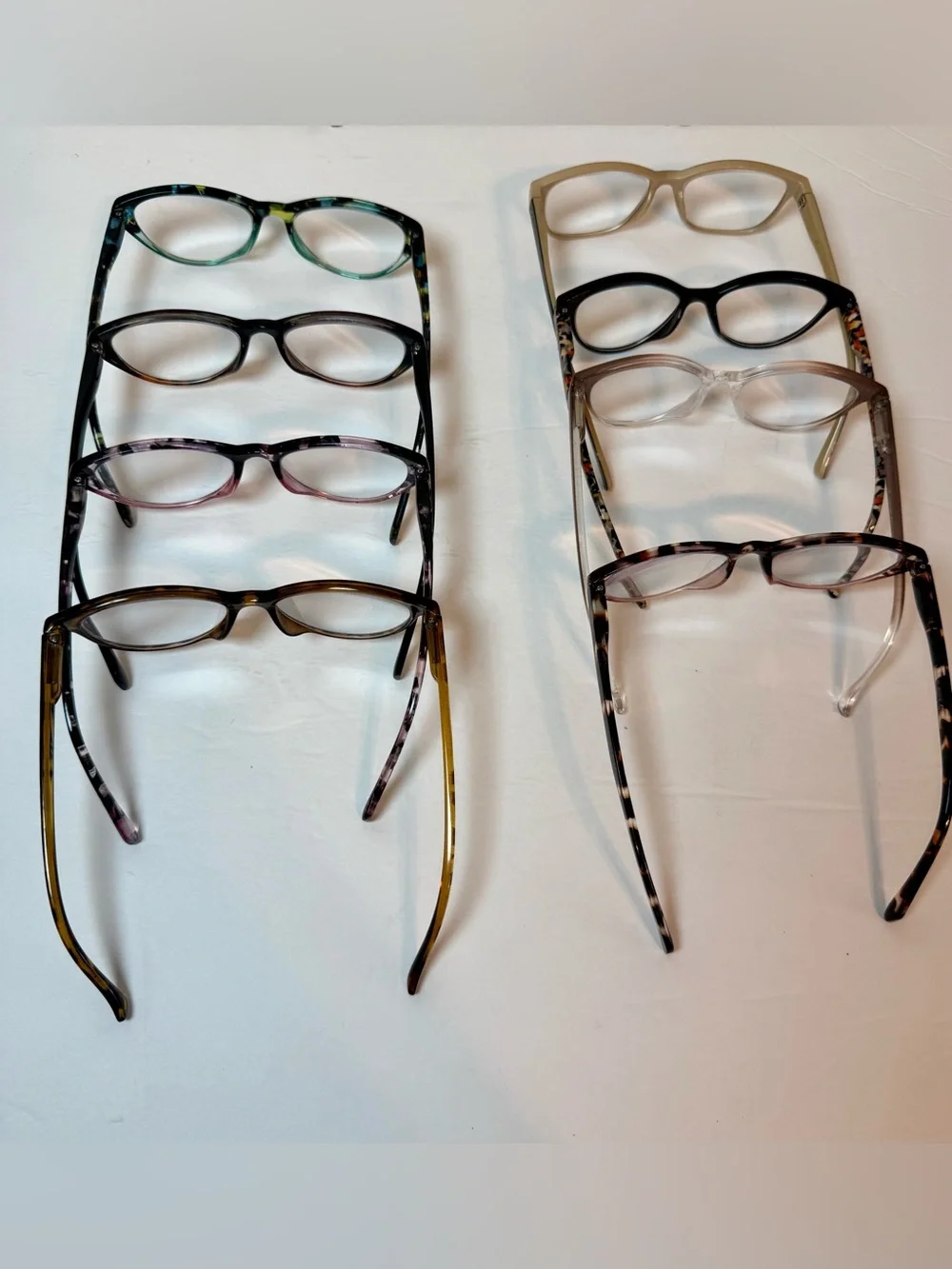 Bundle Lot of Reader Glasses +2.5 - 8 Pairs, 5 Cases, 1 Cleaning Cloth